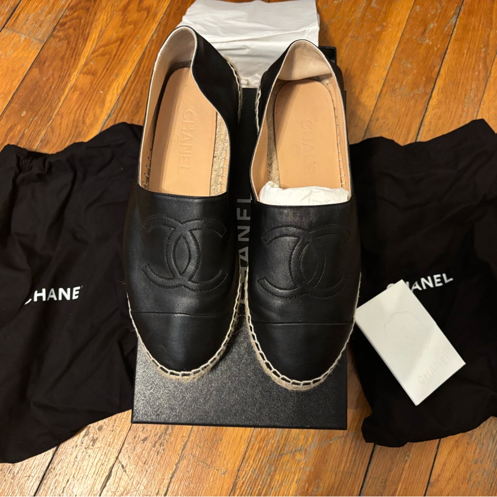 Authentic Lambskin CC Espadrilles 41 Black